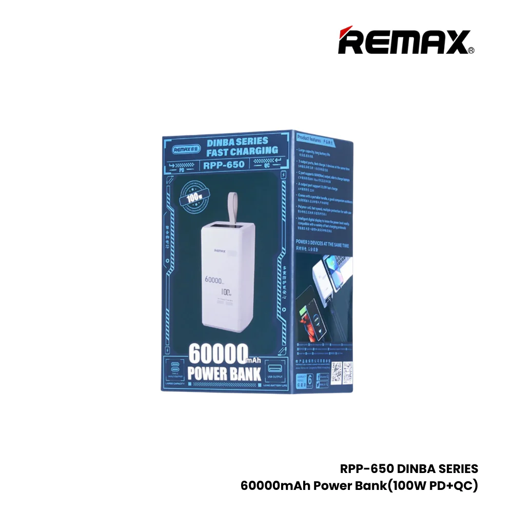 REMAX - RPP-650 Dinba Series 100W PD+QC Fast Charging Power Bank ...
