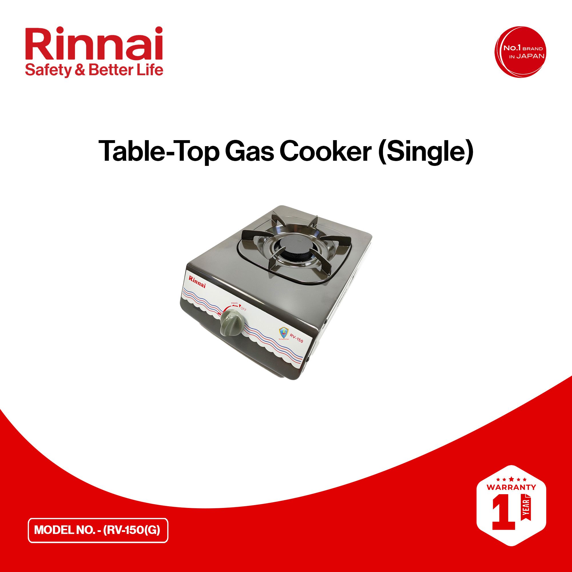 Rinnai table best sale top gas cooker